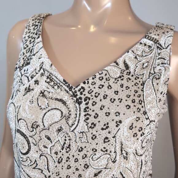 💠Xscape By Joanna Chen Formal Sleeveless Top Womens Size Large Embellished Gold - Picture 3 of 9